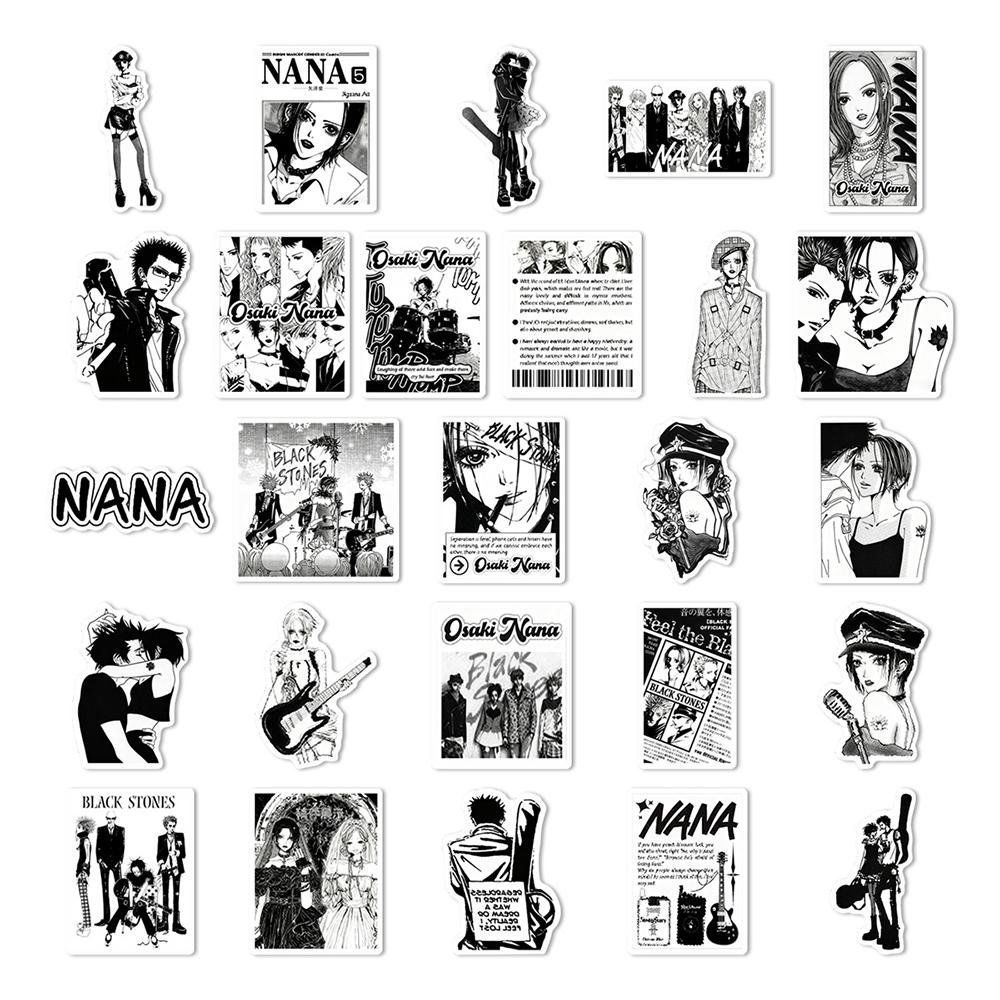 10/30/52pcs Anime Black White NANA Stickers Decals Toys DIY Laptop Motorcycle Suitcase Phone Case Car Cool Waterproof Sticker