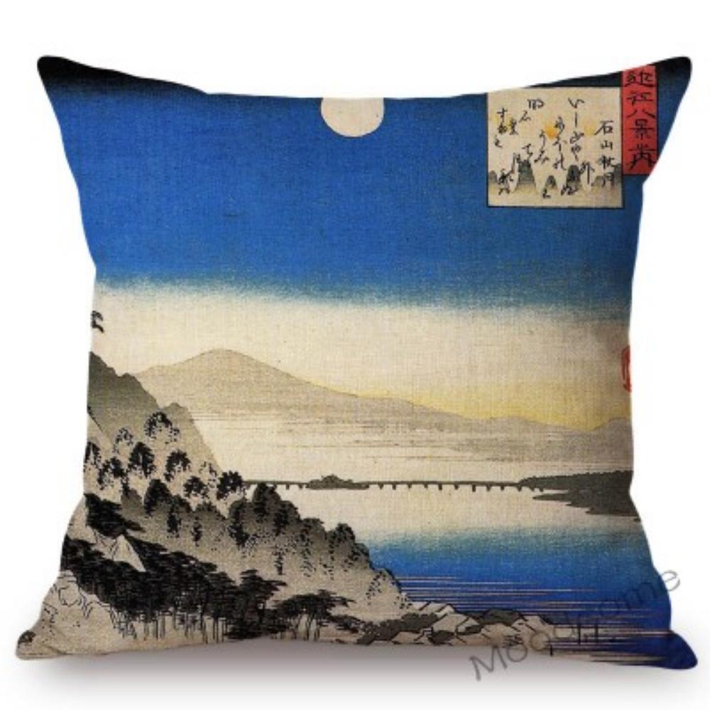 

Японський Ando Hiroshige Ukiyoe Азійське мистецтво Гейша Вінтаж Екзотичні прикраси Диван Наволочка Автомобіль Подушка Лляна Подушка Чохол 450mm*450mm