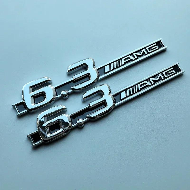 fzpxb5 2025 Hot 2pcs 2013 Old Flat Letters Numbers ABS Emblem for Mercedes Benz C63 6.3 AMG Bar Car Side Fender Logo Sticker Chrome Bla