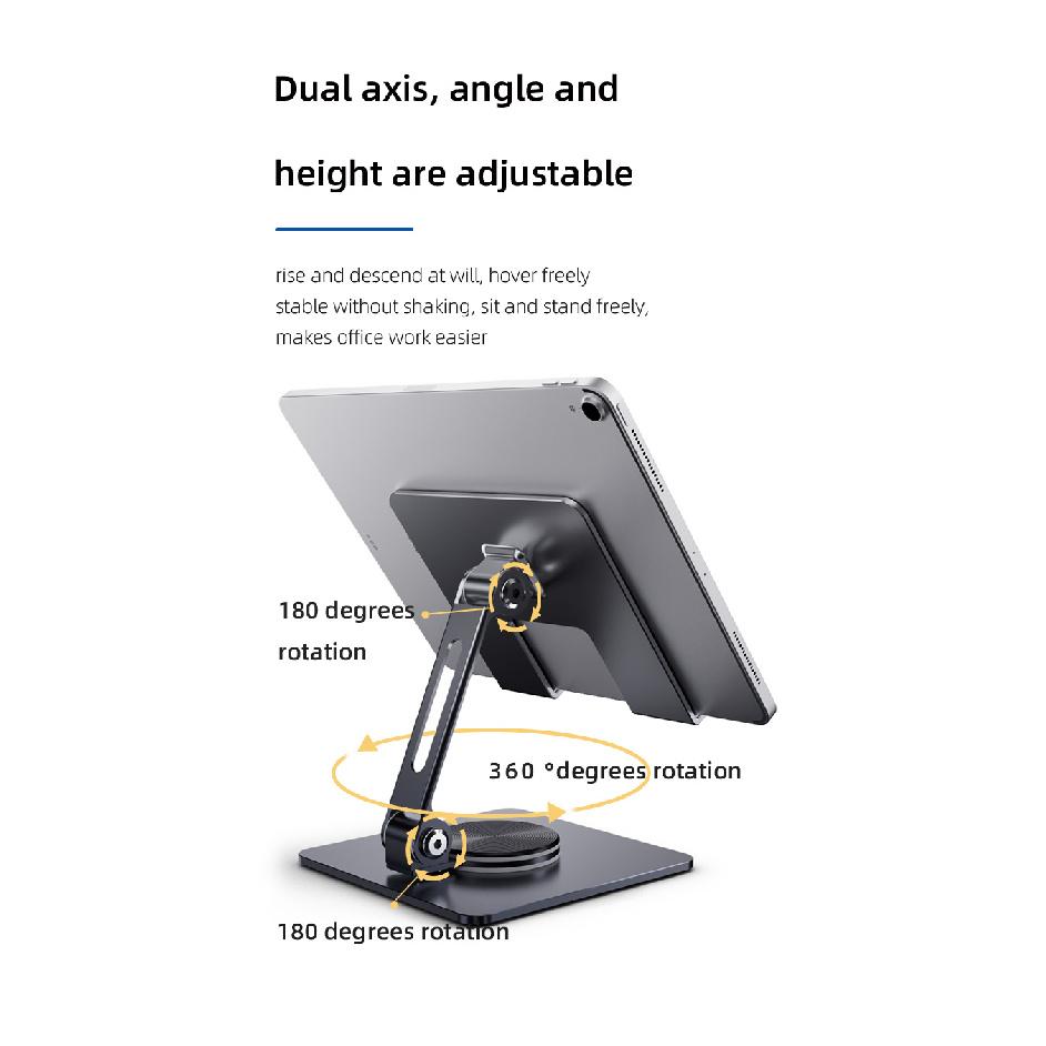 Meewoo Tablet Stand 360°Rotate for Foldable iPad Stand Height Adjustable Tablet Holder for 4-12.9in