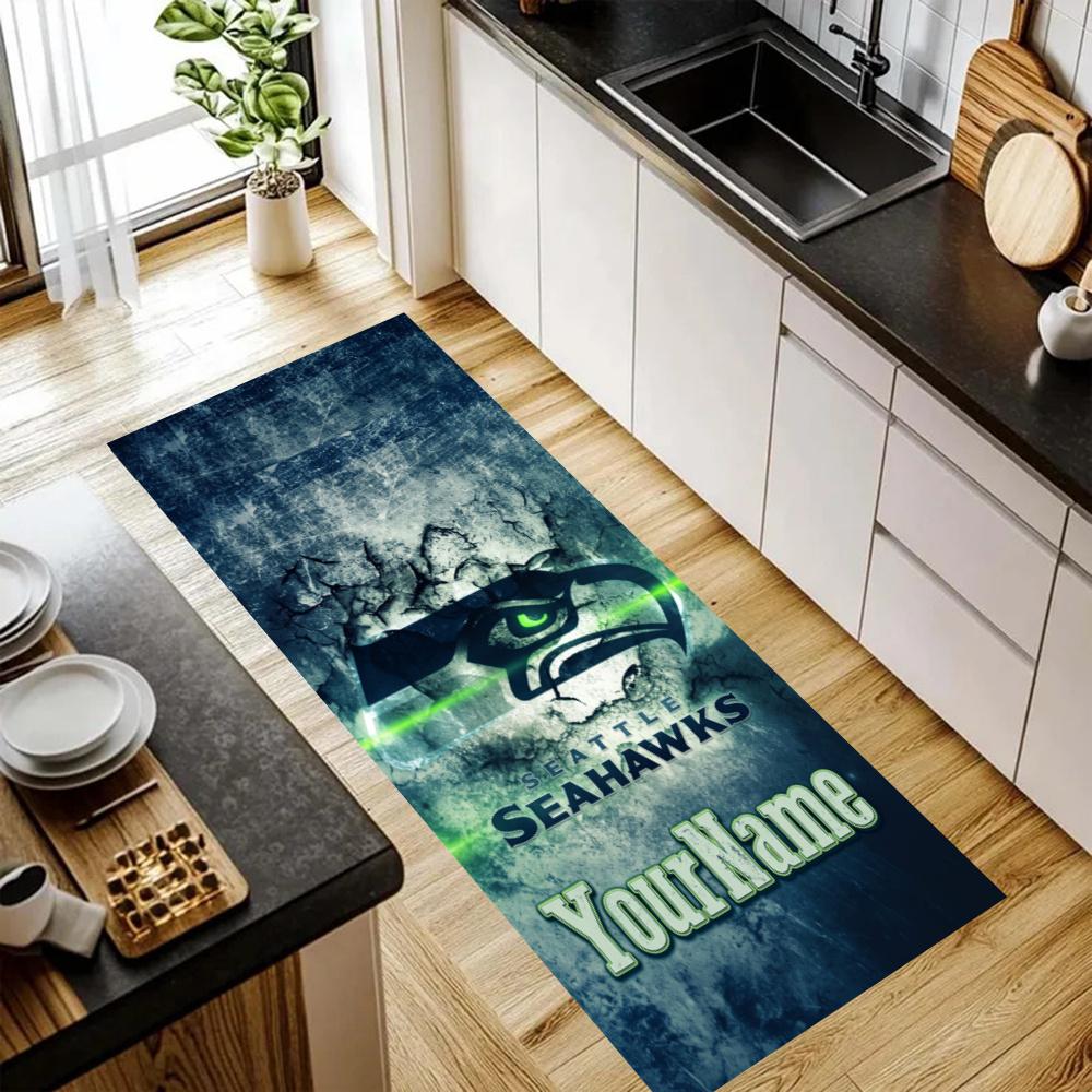 Seattle Seahawks Customize Your Name Kitchen Rug Runner Rug Laundry Mat Hallway Entryway The Best Gift Choice
