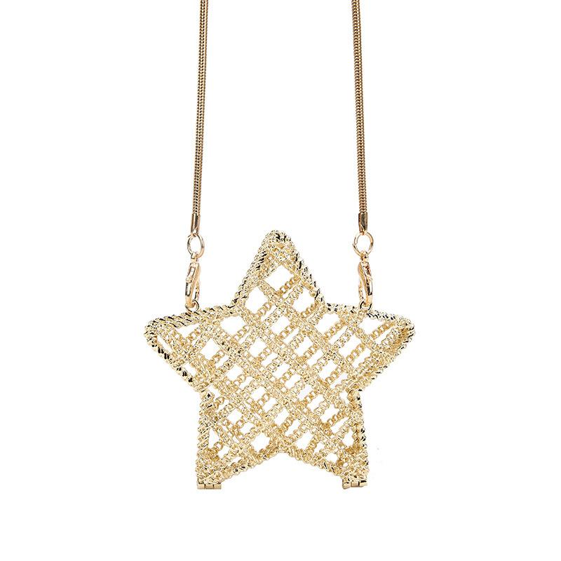 

Hollow metal star bag autumn 2025 new European and American fashion design ins women s messenger dinner bag tide золотой