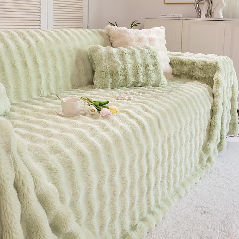 Imitation Rabbit Fur Sofa Towel European Winter Thickened Fleece Living Room Sofa Cushion Cover Cloth