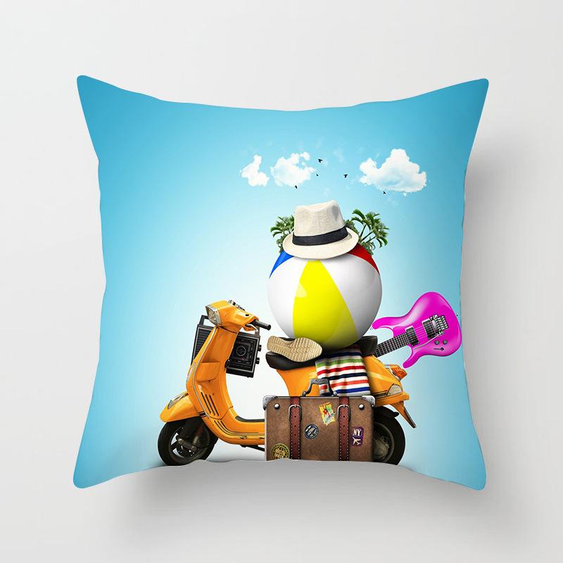Tourist Scenic Spot Series Patterns Throw Pillow Cover With Short Plush Print For Living Room Sofa Decoration Cushion Cover