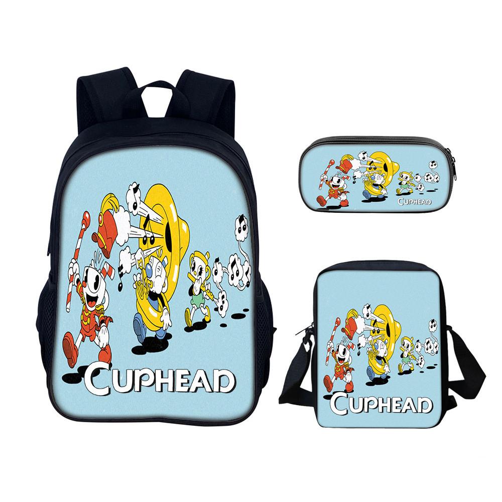 Cuphead Backpack Set For School And Travel With Nylon Construction And Multiple Compartments
