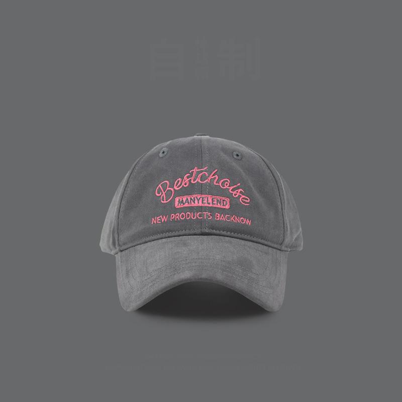 Women Pink Embroidery Baseball Cap Soft Cotton Sunshade Peaked Hat Female Girl Korean Outdoor Sport Visors Hats