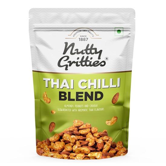 Nutty Gritties Thai Chilli Blend Trail Mix 200g - Roasted Spicy Flavoured Almonds, Cashews and Peanuts| Healthy Party Snack 200GM