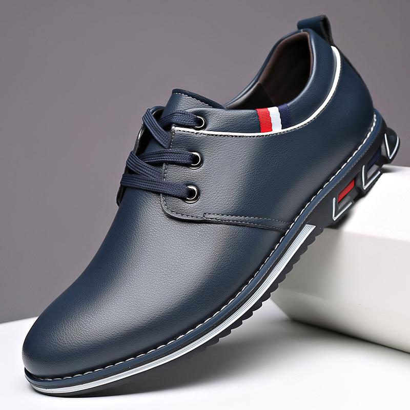 Мужская кожаная обувь. Мужская модная удобная обувь на платформе. Уличная легкая мужская — фото 4