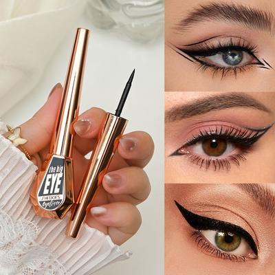 Black Liquid Eyeliner, Waterproof and Sweat-proof, Quick-drying, No Smudging, Silky Eyeliner, Create A Three-dimensional Big Eye Makeup,
