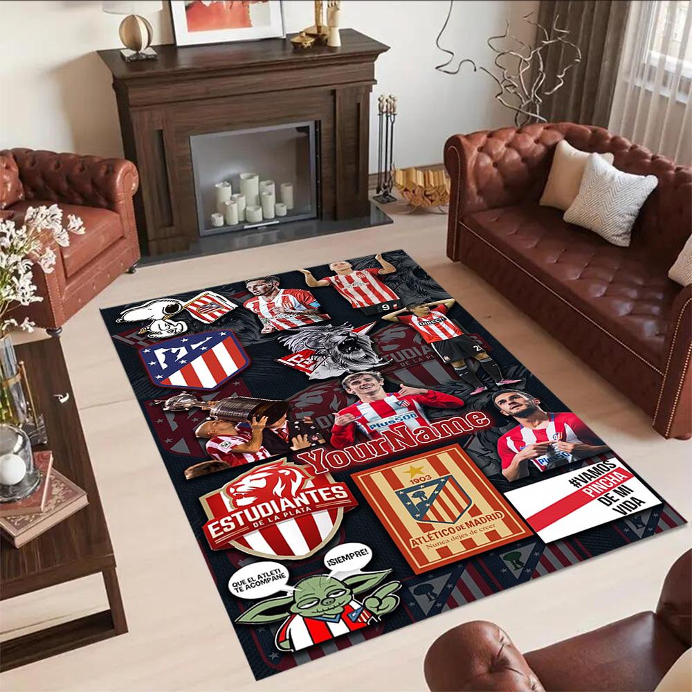 Atletico Madrid Customized Name Floor Mat Suitable for Living Rooms Foyer Entryway Hallway Anti-slip Rug Office home decor Birthday/Christmas Gift