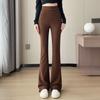 Pantaloni Eleganti cu Talie Înaltă și Foarte Évasé pentru Toamnă Pantaloni de Costum Elastici Noi cu Talie Elastică Pantaloni Casual Subțiri cu Crăpătură