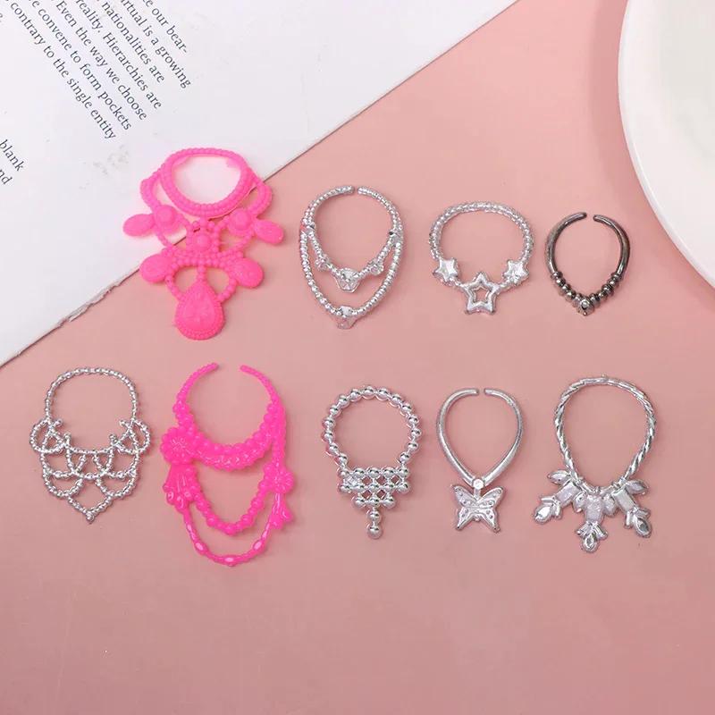 1set Dollhouse Electroplated Crown Necklace Earstuds Bracelets Earrings Pendant Pack Accessories Dressing Princess Doll Jewelry
