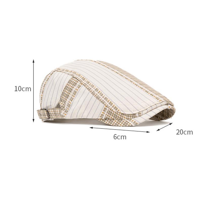 Beret British Retro Color Block Peaked Cap Women's Summer Plaid Newsboy Cap