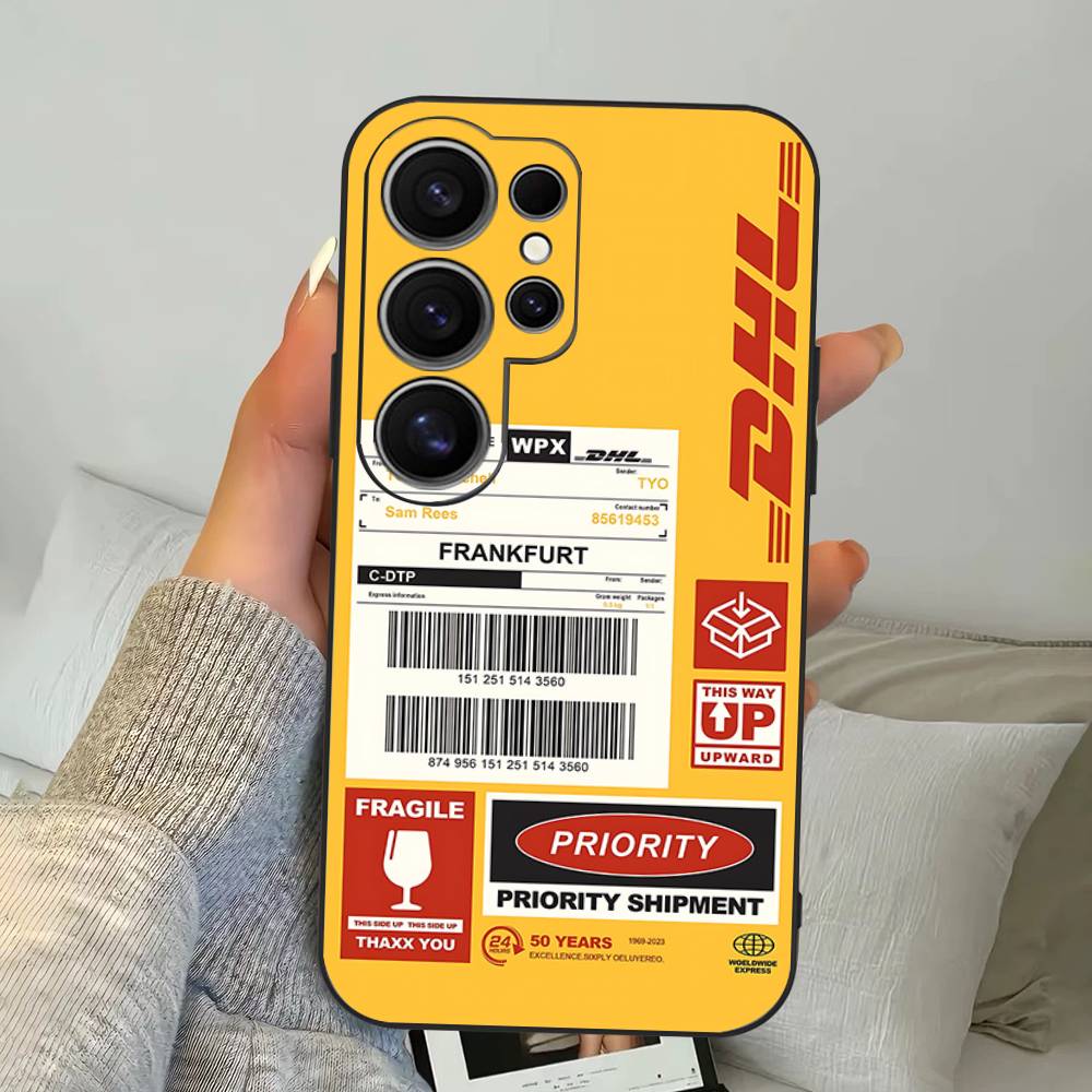 

Fashion Brand D-DHL Logo Phone Case For Samsung S 24 Fe 25 Ultra Plus 20 Lite 21 30 22 23 24 22 Ultra 5G Fundas Samsung S24