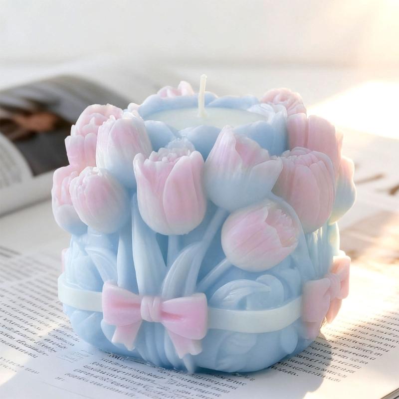 Embossed Flower Candle Silicone Molds Food Grade Silicone Easy Demold for Epoxy Resin Candle Soap Chocolate Baking Mould