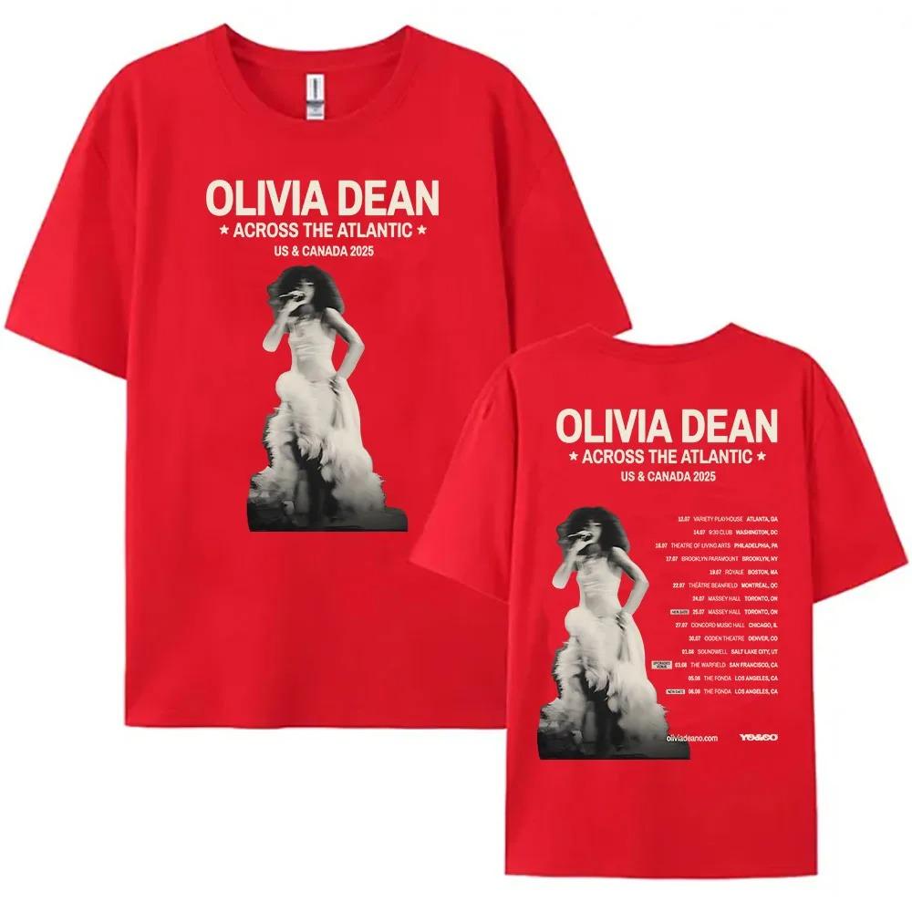 Across The Atlantic US & Canada Tour 2025 T-shirt Olivia Dean Graphic Printing Tshirts  Plus Size Streetwear Cotton Top Hip Hop