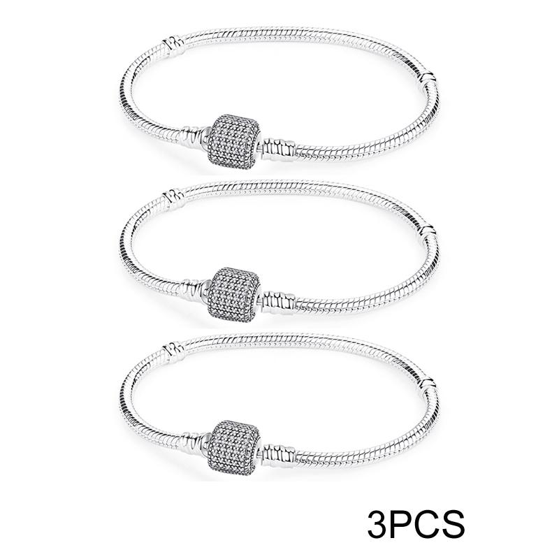 Bangles Original Love Heart Clasp Charms Beads Snake Chain Luxury DIY Jewelry For Women Gift