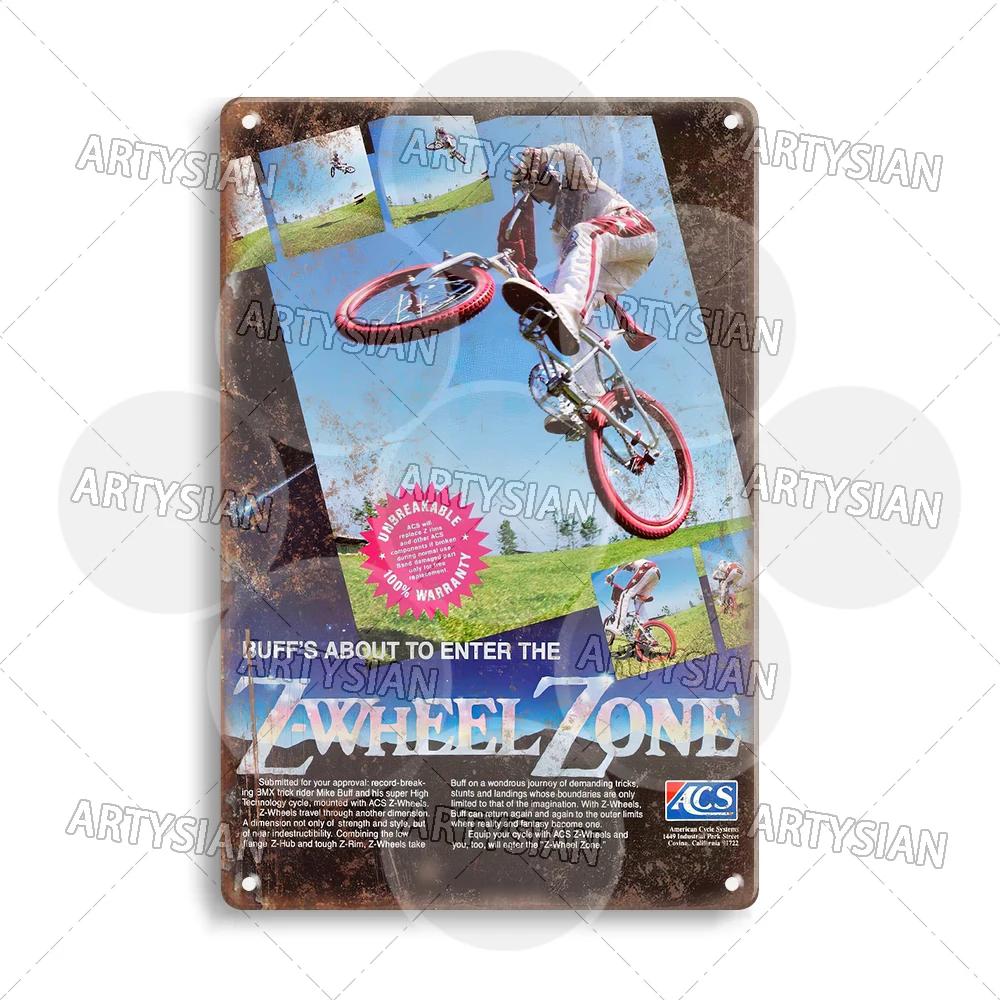 Vintage BMX Bike Metal Sign Bicycle Motocross Plaque Racing ACS TUF Pedals Procraft Kuwahara Raleigh Mongoose Dyno Diamond Back
