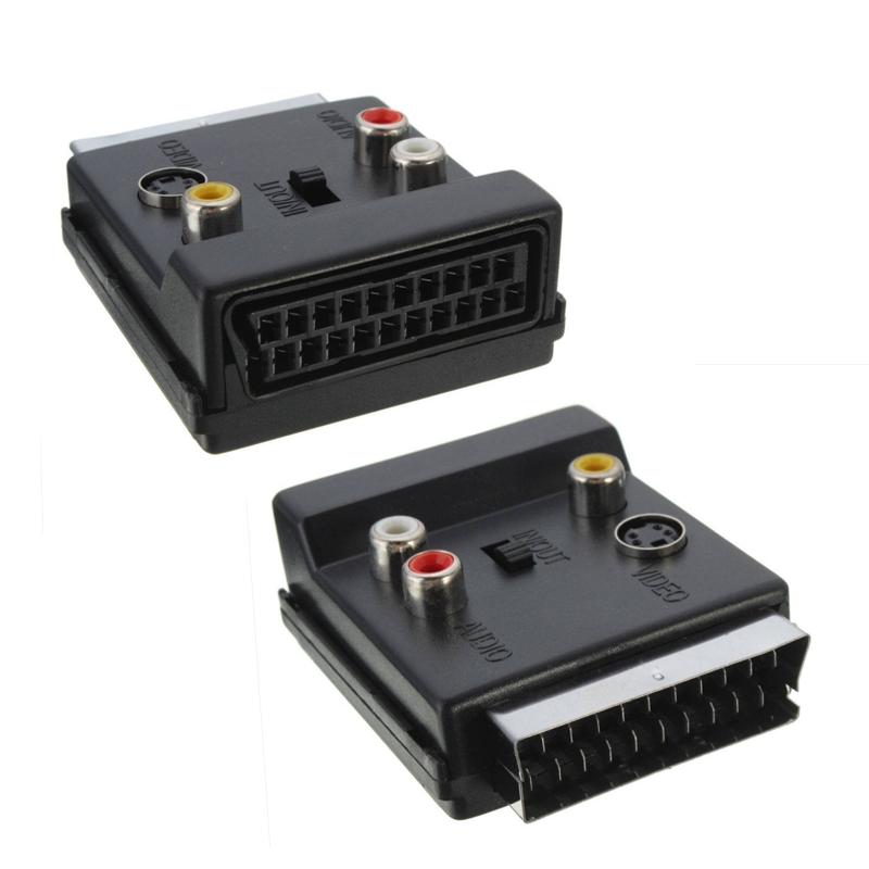 20pinový konektor SCART na 3 RCA S-Video Audio Video Adaptér Konektor kabelu Zapojte SCART do 3RCA konektoru S Video AV TV konvertor