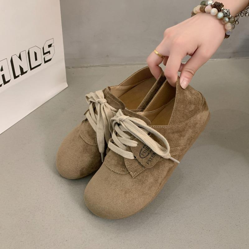 Retro style children's autumn flat bottom leisure low-top one-pedal all-inclusive can step on the heel women