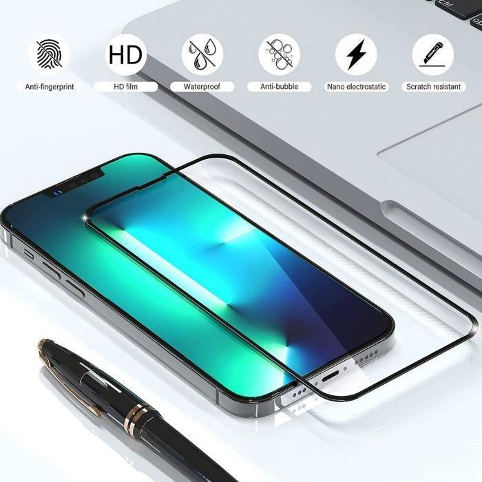 Film de protection en verre trempé - iphone 13 - pack 2 - résistant aux chocs - 0,3 mm d'épaisseur - bord noir