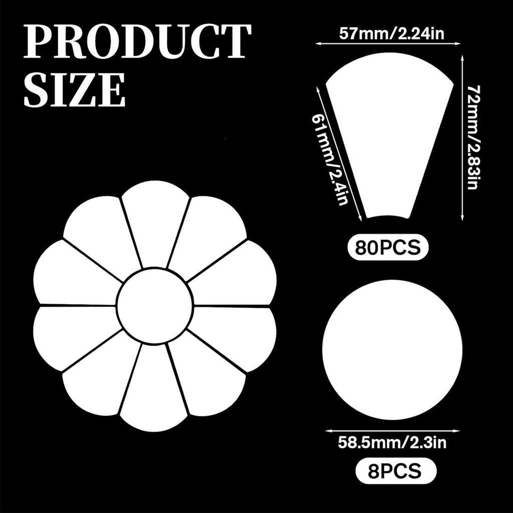88PCS Paper Piecing Templates Flower Shaped Paper Quilting Supplies for Sewing White 88PCS Set