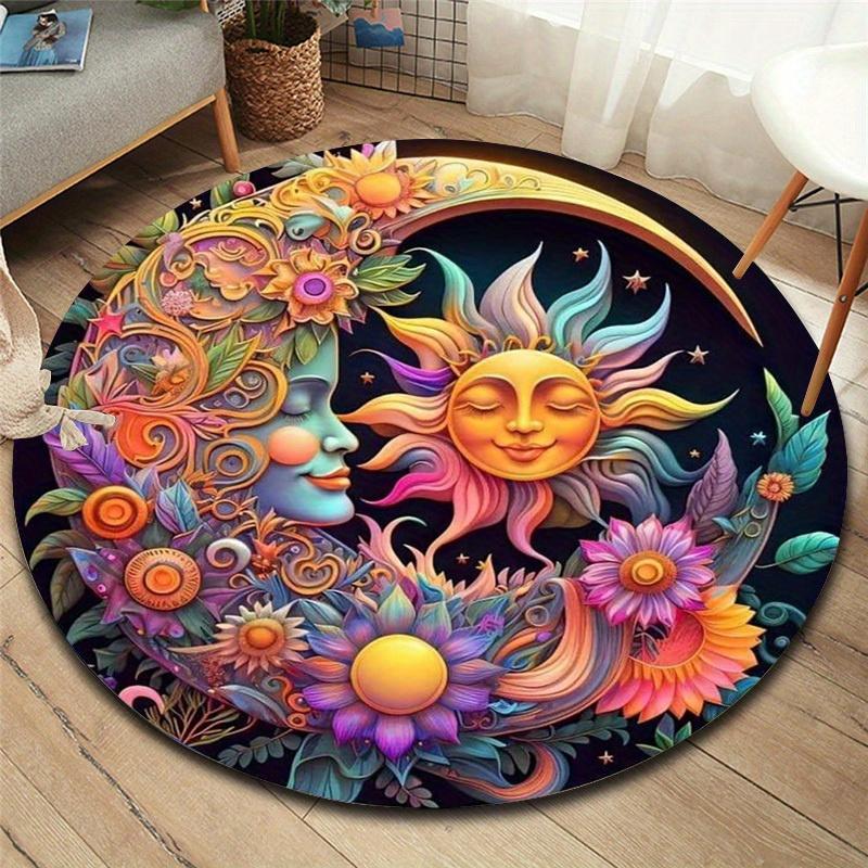 1pc Sun Moon Round Rug Doormat Floor Mat Home Carpet Hotel Living Room Floor Mats Anti Slip Aesthetic Room Decor Art Supplies Home Decor
