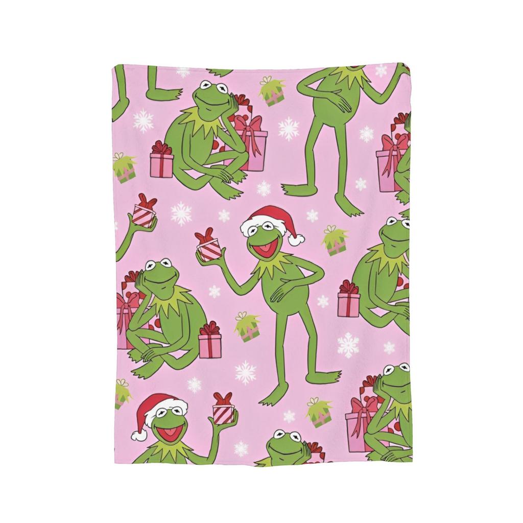 Cute Kermit The Frog Blankets Flannel Soft Throw Blankets for Car Sofa Couch Bedspread