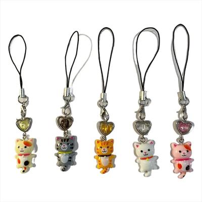 Cat Pendant Cat Phone Strap Cellphone Chain Anti Lost Y2K Phone Charm Key Ring Heart Phone Lanyard Backpack Ornament