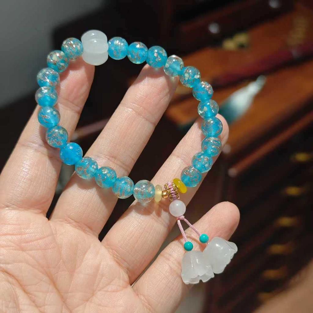 Temple-Style Fluorite Lion Bracelet - Ethnic Design for Women