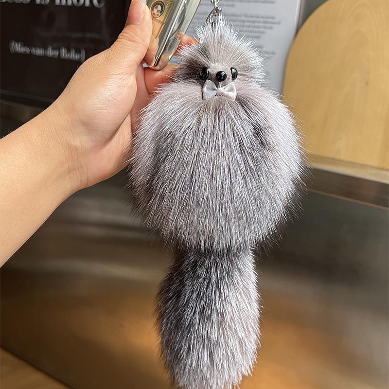 

Милый плюшевый брелок из лисьего меха - Подвеска в виде лисенка и мультяшная кукла-шарм для сумки 20cm Approx. [Bow Color Random]