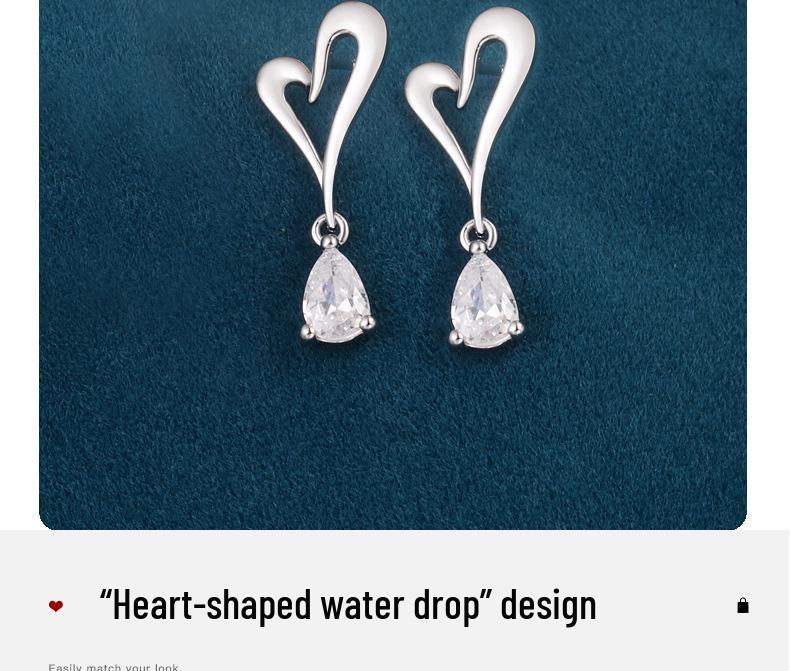 S925 Sterling Silver Heart & Water Drop Earrings for Women – 2026 New Luxury Design, Hot-Selling Dangle Style.