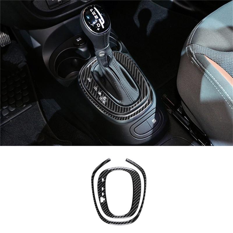 Carbon Fiber Car Interior Gear Shift Frame Cover Trim Decor Sticker For Fiat 500L 2014-2017 Car Styling Accessories