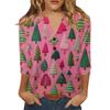 Women's T Shirt Print Button 3/4 Sleeve Daily Weekend Fashion Basic V- Neck Regular Top