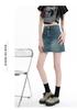 Retro High-Waisted A-Line Denim Skirt for Plus Size Women - Summer Slimming, Pear-Shaped Friendly, Belly Covering Short Skirt