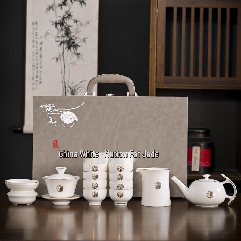 Chaxun Mutton Fat Jade White Porcelain Gongfu Tea Set