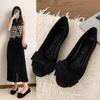 Large size flat-bottomed casual single shoes for women's new suede bow round head beanie shoes for women