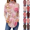 Tee Shirts For Women Fall Casual Long Sleeve Shirts Sweatshirt Vintage Printed High Neck Top Pullover