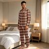 Herren-Karomuster-Pyjamaset mit Knopfleisten-Cardigan und gerader Hose - Entspannte zweiteilige Nachtwäsche für Herren