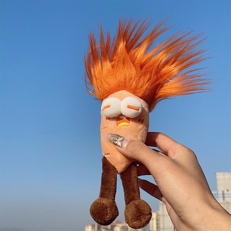 New Ugly Cute Funny Fried Vegetable Keychain Large Intestine Mouth Doll Bag Pendant Holiday Gift