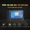 Universal Solar Panel Controller Battery Charge Regulator 12V/24V Auto With