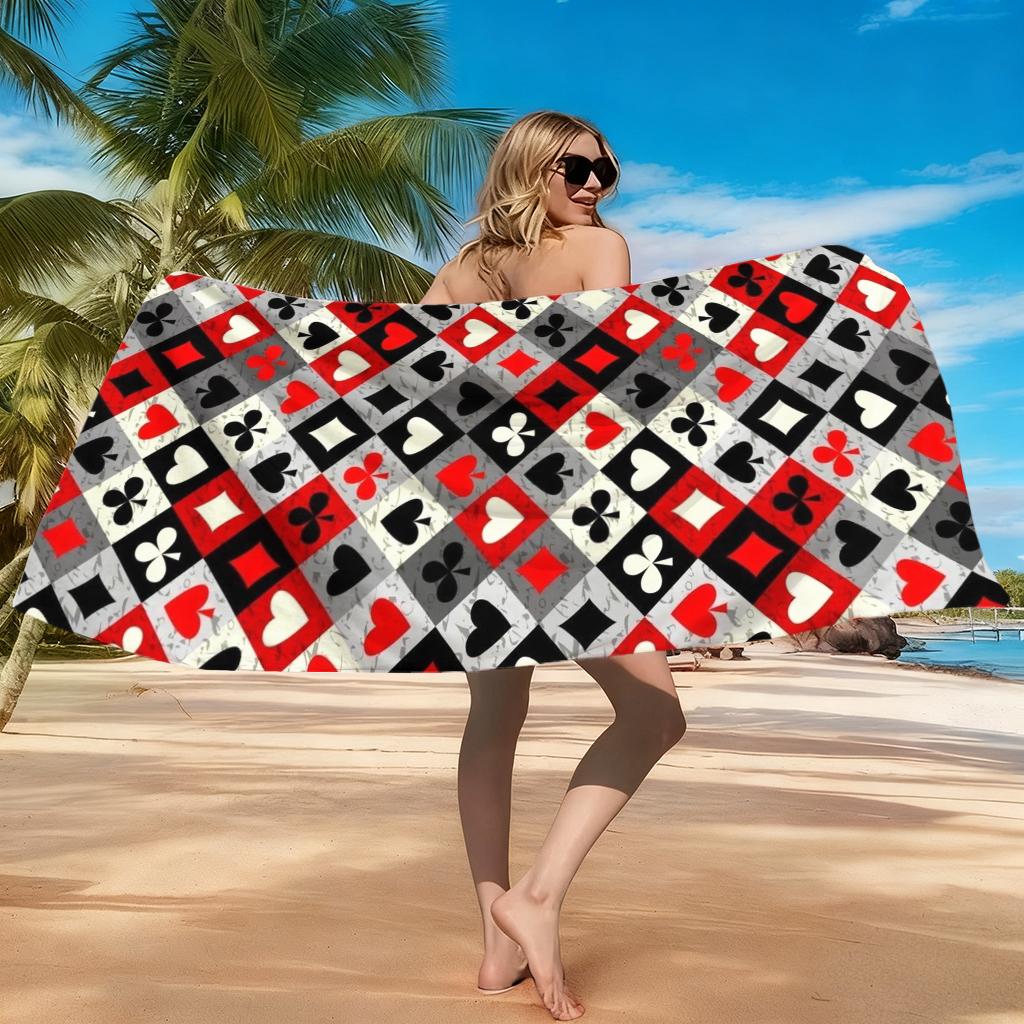 1pc Poker Color Style Beach Towel Large Quick-drying Towel Suitable for Beach Yoga Pool Gym Sport Towel Summer Gift for Friends