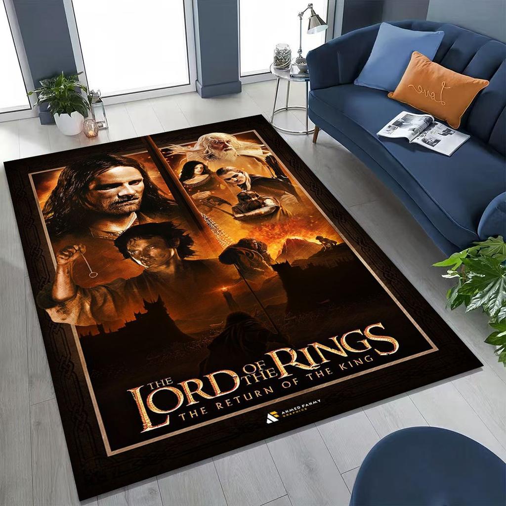 3D L-Lord of The Rings H-Hobbit Movie Board Rug for Bedroom Living Room Sofa Home Doormat Decor, Large Kids Non-slip Floor Mat