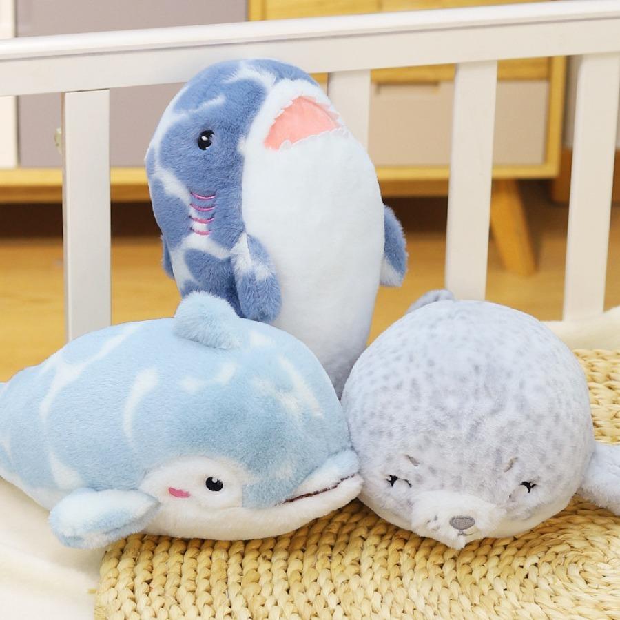 Seal Plush Pilllow Soft Sea Lion Shark Stuffed Plushies Dolphin Plush Doll Sea Life Fish Plush Toy Room Decor Cushion Doll