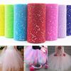 25 Yards 15cm Glitter Sequin Tulle Roll Fabric Wedding Decoration Organza Laser DIY Crafts Birthday Party Supplies