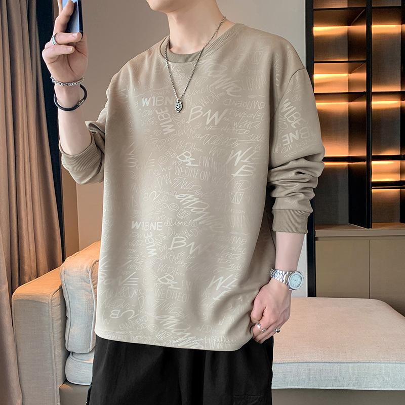 Round Neck Sweatshirt Men's Spring and Autumn New Style Printed Loose Casual Pullover Versatile Clothing