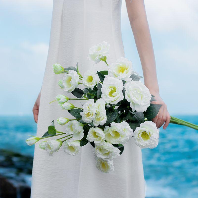 5 buc Buchet Lisianthus de simulare europeană pentru decorarea casei floare floare falsă floare de mătase sufragerie masa de sufragerie aranjament floral