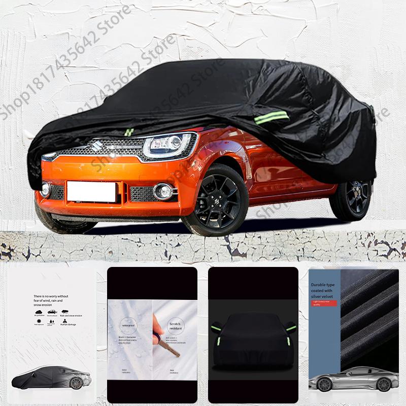 Do Suzuki Ignis Osłona Przeciwsłoneczna Anti-UV Odporna na Deszcz Śnieg Czarna Pokrywa Pyłoszczelna Parasol Samochodowy Pokrowiec na Cały Samochód Ochrona Zewnętrzna