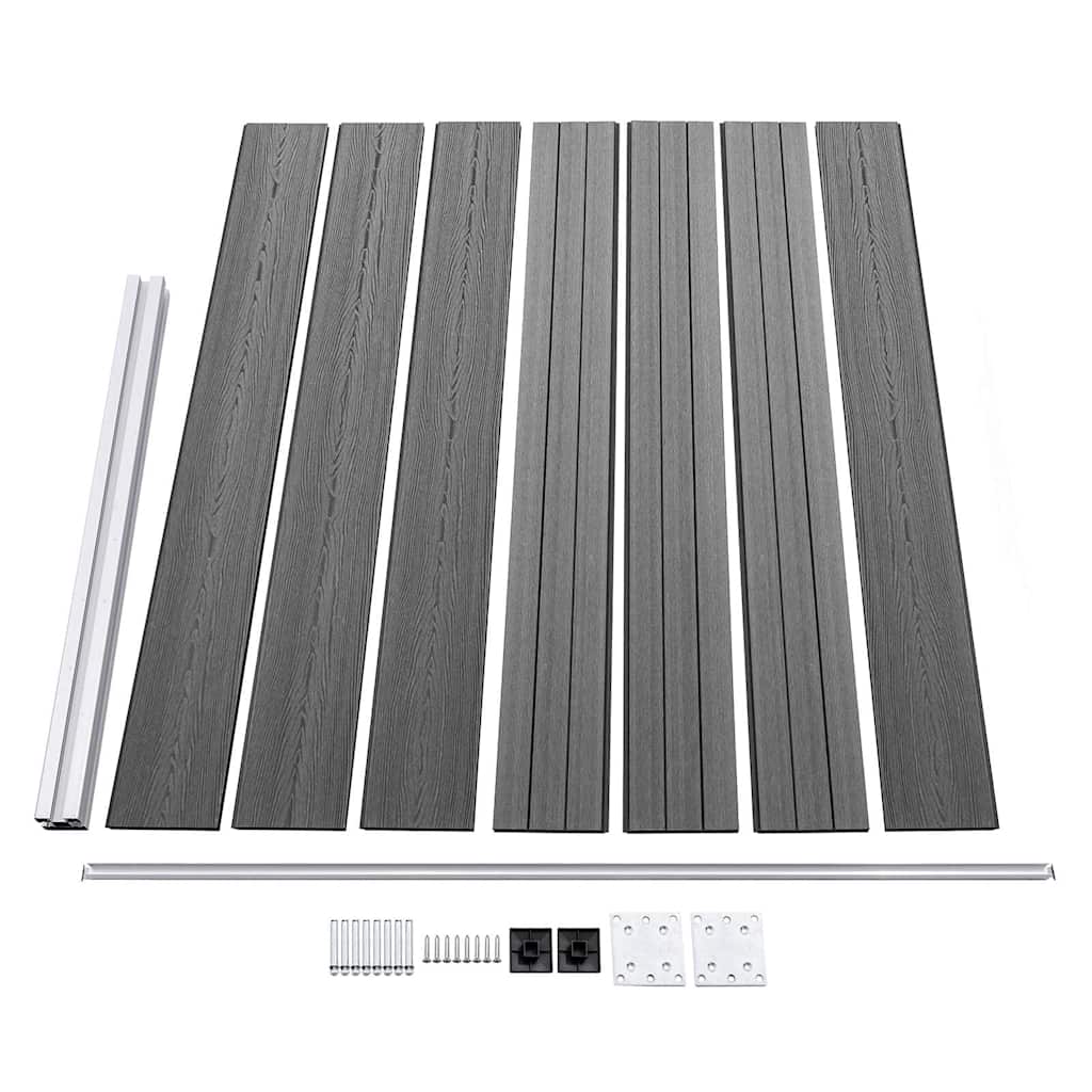 Fence Panel Set WPC 699x146 Cm Grey
