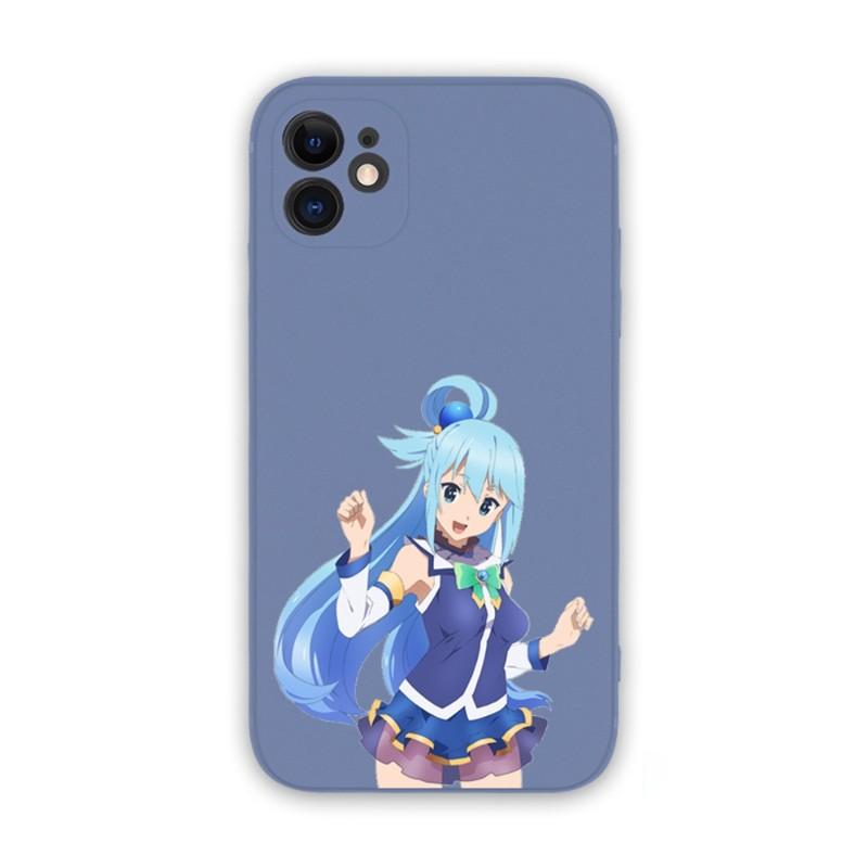 Urocze etui na telefon Konosuba Aqua dla iPhone 14 11 12 13 Pro Max X XR XSMax 6 6S 7 8 Plus SE 2022 Miękkie kwadratowe kolorowe etui na telefon